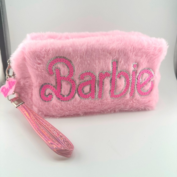 Barbie Accessories - Barbie Fuzzy Pink Makeup Bag- Brand new